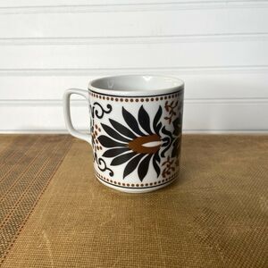 New Trends Inc Vintage MCM Retro Floral Dutch Damask Mug Coffee Cup Japan